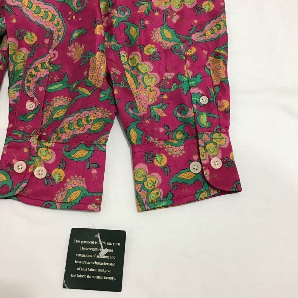 Ralph Lauren Pink Floral Long Sleeve Blouse 100% Silk Size Small - Picture 6 of 9